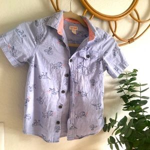 Boy’s dinosaur print button up